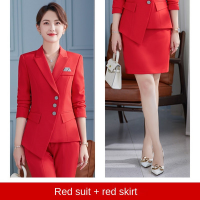 Kiváló minőségű női professzionális nadrágkosztüm Kétrészes őszi és téli 2022 temperamentum irodai munkaruházat blézer alkalmi nadrág