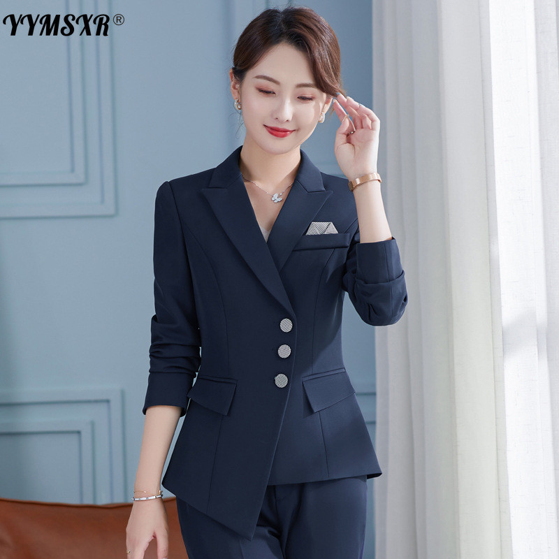 Kiváló minőségű női professzionális nadrágkosztüm Kétrészes őszi és téli 2022 temperamentum irodai munkaruházat blézer alkalmi nadrág