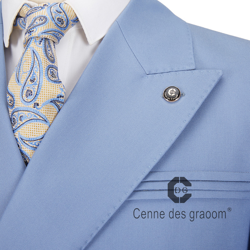 Cenne Des Graoom új divat formális vőlegény esküvői öltönyök férfiaknak, kétsoros, testre szabott blézernadrágok üzleti buli