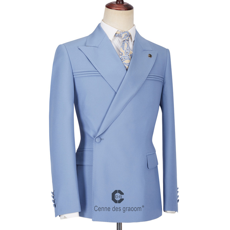 Cenne Des Graoom új divat formális vőlegény esküvői öltönyök férfiaknak, kétsoros, testre szabott blézernadrágok üzleti buli