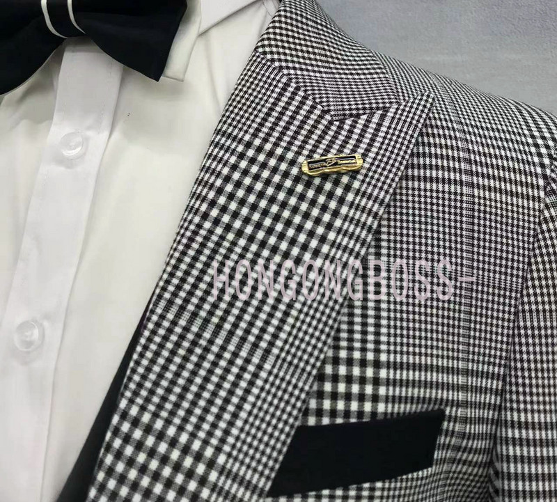 Öltöny Kabát Mellény Nadrág / 2022 Divat Új Férfi Alkalmi Üzleti Kockás Slim Fit Ruha Blézer Kabát Nadrág Mellény 3 db szett