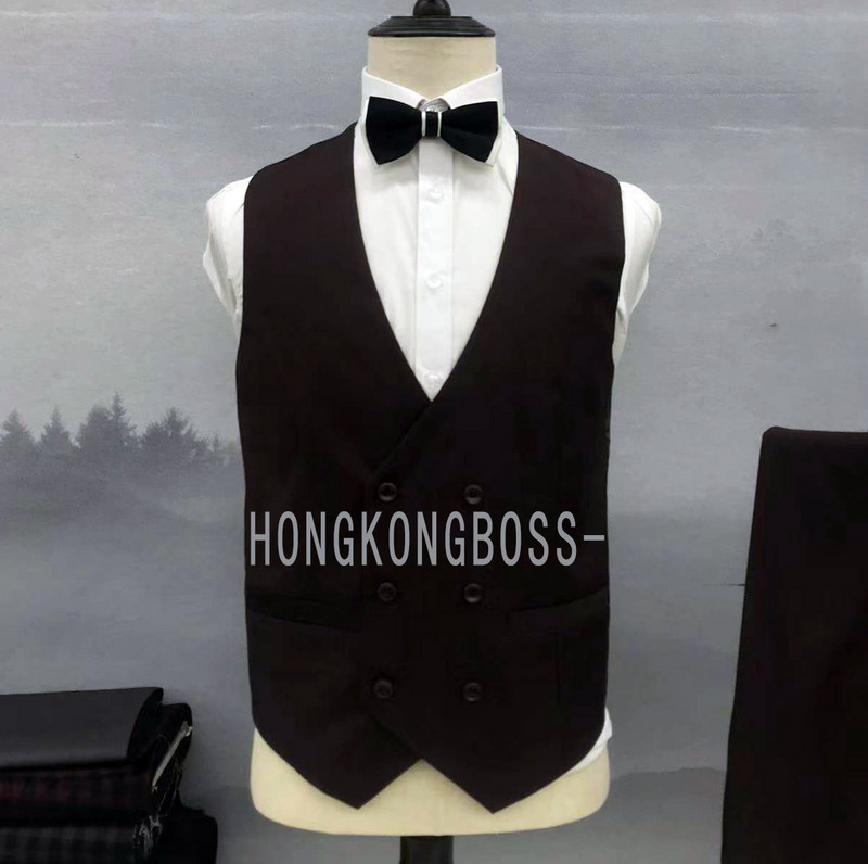 Öltöny Kabát Mellény Nadrág / 2022 Divat Új Férfi Alkalmi Üzleti Kockás Slim Fit Ruha Blézer Kabát Nadrág Mellény 3 db szett