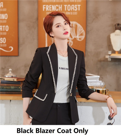 Női formális női öltönyök nadrággal és kabátokkal Kabát Elegáns fehér Professzionális OL stílusú irodai nadrágkosztüm blézer szett