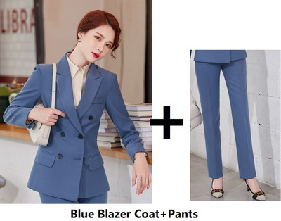 Kiváló minőségű szövet meleg téli formális egyenruha minták nadrágkosztümök nadrágokkal és kabátokkal Kabát Professzionális OL stílusú blézer szett