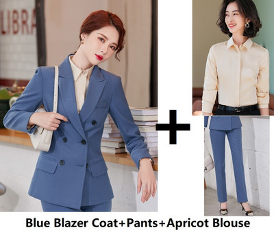 Kiváló minőségű szövet meleg téli formális egyenruha minták nadrágkosztümök nadrágokkal és kabátokkal Kabát Professzionális OL stílusú blézer szett