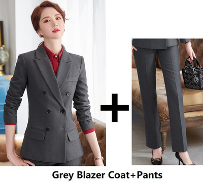 Kiváló minőségű szövet meleg téli formális egyenruha minták nadrágkosztümök nadrágokkal és kabátokkal Kabát Professzionális OL stílusú blézer szett