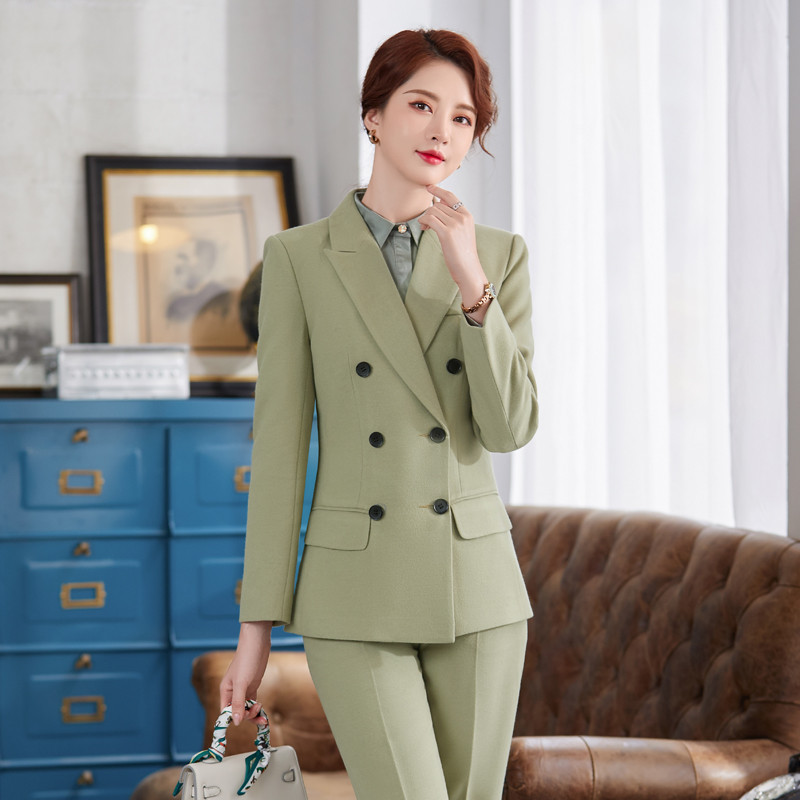 Kiváló minőségű szövet meleg téli formális egyenruha minták nadrágkosztümök nadrágokkal és kabátokkal Kabát Professzionális OL stílusú blézer szett