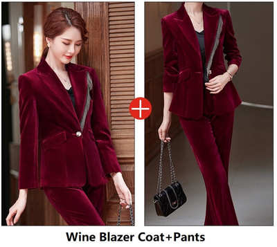 Kiváló minőségű szövet őszi téli formális egyenruha minták nadrágkosztümök nadrággal és kabátokkal Kabát Professzionális OL stílusú blézer szett