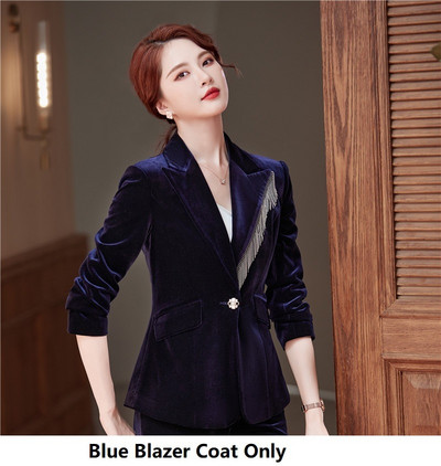 Kiváló minőségű szövet őszi téli formális egyenruha minták nadrágkosztümök nadrággal és kabátokkal Kabát Professzionális OL stílusú blézer szett