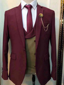 2023-as bordó férfi öltönyök esküvőre Szmoking Vőlegény Vőlegény Vőlegény legjobb férfi díszlet énekes előadó színpadi ruha mellény nadrág kabát 3 részes