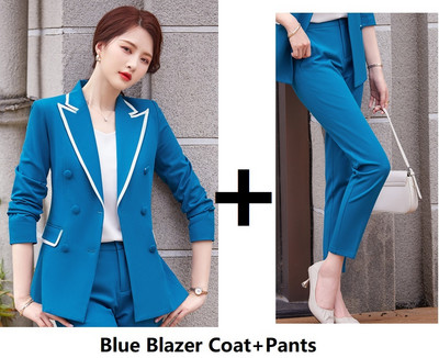 Formal OL Styles Blézerek öltönyök Elegáns Rózsaszín Kiváló Minőségi Anyag Professzionális Karrier Üzleti Női Nadrág szett nadrágkosztümök