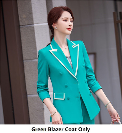 Formal OL Styles Blézerek öltönyök Elegáns Rózsaszín Kiváló Minőségi Anyag Professzionális Karrier Üzleti Női Nadrág szett nadrágkosztümök