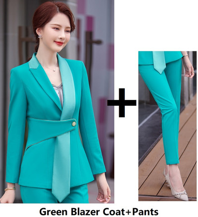 Oversize 5XL Elegáns kék női irodai munkaruházat blézerek öltönyök kiváló minőségű szövet őszi téli professzionális OL nadrágkosztümök