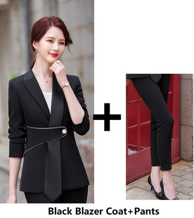 Oversize 5XL Elegáns kék női irodai munkaruházat blézerek öltönyök kiváló minőségű szövet őszi téli professzionális OL nadrágkosztümök