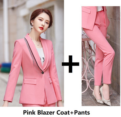 Formális OL Stílusok Női irodai blézerek öltönyök Kiváló minőségű szövet Professzionális karrier Üzleti női nadrág szett nadrágkosztümök