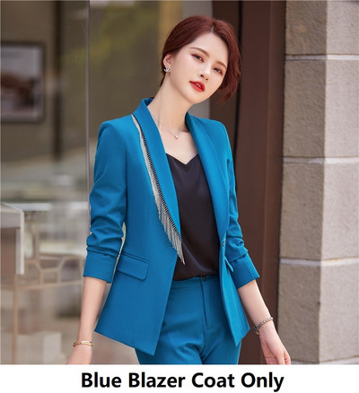 Formális OL Stílusok Női irodai blézerek öltönyök Kiváló minőségű szövet Professzionális karrier Üzleti női nadrág szett nadrágkosztümök