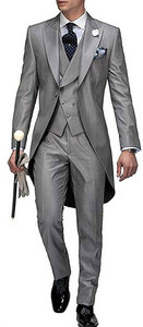 Testreszabott, hosszú férfi öltönyök, karcsú, 3 darabos üzleti szmokingok Terno Masculino vőlegény esküvői bál estélyi blézer dzseki+mellény+nadrág