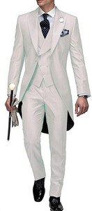 Testreszabott, hosszú férfi öltönyök, karcsú, 3 darabos üzleti szmokingok Terno Masculino vőlegény esküvői bál estélyi blézer dzseki+mellény+nadrág