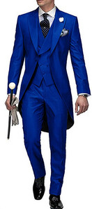 Testreszabott, hosszú férfi öltönyök, karcsú, 3 darabos üzleti szmokingok Terno Masculino vőlegény esküvői bál estélyi blézer dzseki+mellény+nadrág