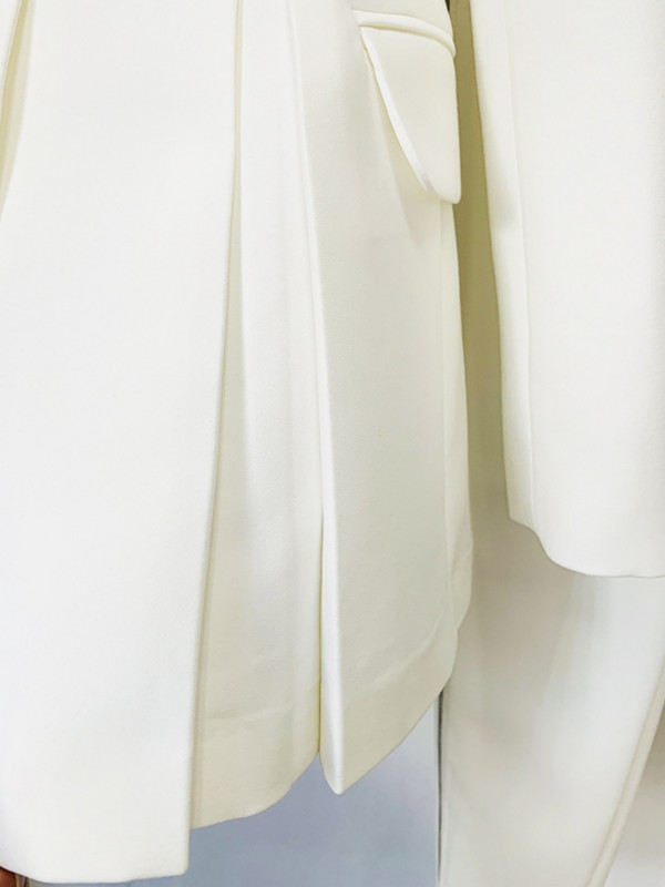 Toamnă, primăvară, design de lux, îmbrăcăminte de stradă pentru femei, costum din două piese, blazer alb, pantaloni, seturi de calitate superioară, elegantă, pentru birou, coreeană.