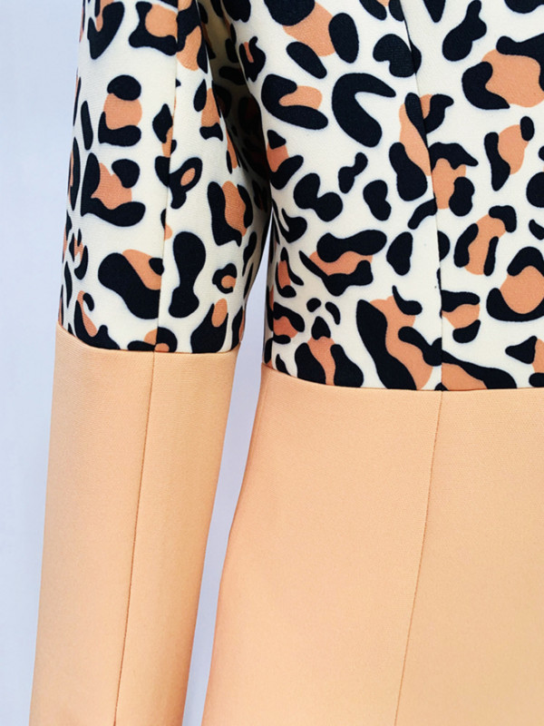 HIGH STREET Legújabb, 2022-es tervezői futóruha szett, női egygombos leopárdnyomott színes blokk, lobogó nadrágkosztüm, koreai hölgy