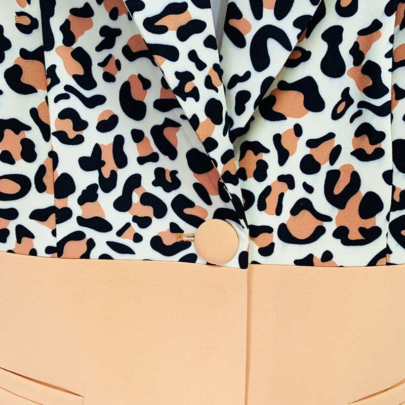 HIGH STREET Legújabb, 2022-es tervezői futóruha szett, női egygombos leopárdnyomott színes blokk, lobogó nadrágkosztüm, koreai hölgy