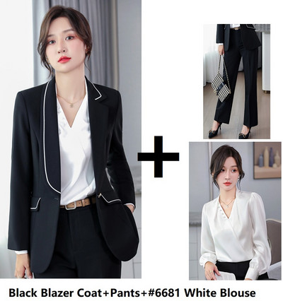 Kiváló minőségű szövet formális egyenruha formatervezés nadrágkosztümök OL stílusok női üzleti munkaruházat blézer Karrier Interjú Állásnadrág szett
