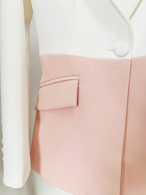 HIGH STREET A legújabb, 2022-es tervezői futóruha szett női egygombos színes blokk blézer nadrágkosztüm Elegáns ruhák női