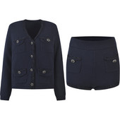 Női tréningruha, kötött pulóver, kardigán és rövid nadrág Női, két darab szett koreai divat felsők rövidnadrág ruhák 2023 tavasz