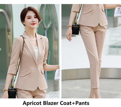 Újdonság zöld formális egyenruha minták nadrágkosztümök női üzleti munkaruházat professzionális blézerek nadrág szettek fél ujjú OL stílusok