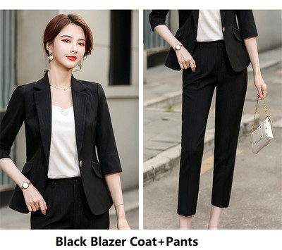 Újdonság zöld formális egyenruha minták nadrágkosztümök női üzleti munkaruházat professzionális blézerek nadrág szettek fél ujjú OL stílusok