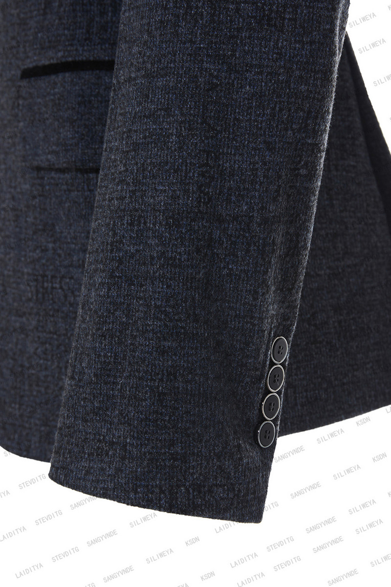 2023-as új alkalmi úriember esküvői vőlegény férfi öltönyök kék fekete vegyes betűs mintás bársony hajtóka karcsú, 2 db-os szett kabát nadrág