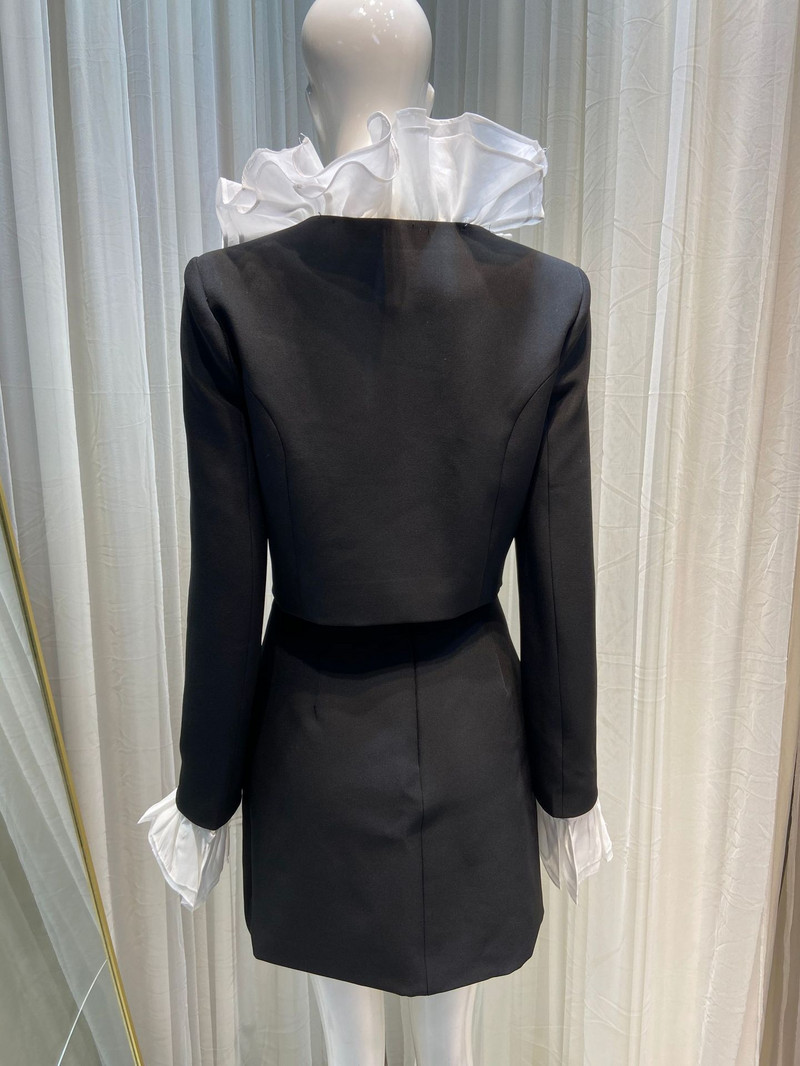 Őszi fekete kétrészes szoknya szett női koreai divatos vintage blézer öltöny szett Női alkalmi luxus elegáns szoknya ruhák 2022 új