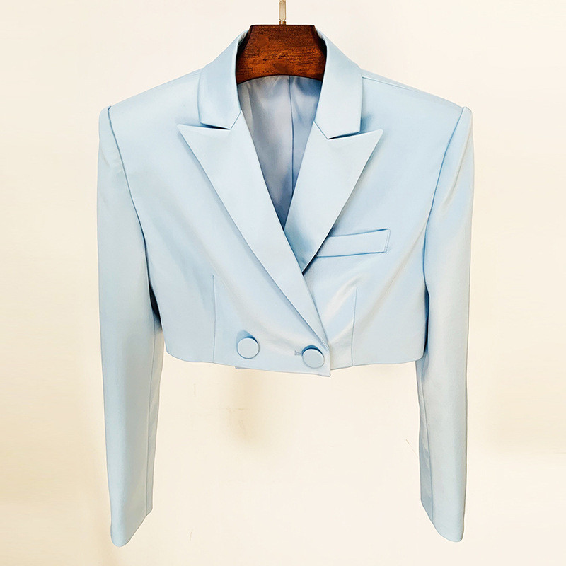 2022-es új szexi kék derékba kötött rövid női blézer magas derekú rövidnadrág szoknya hosszú ujjú öltöny 2 részes szett Elegáns ruhák koreai