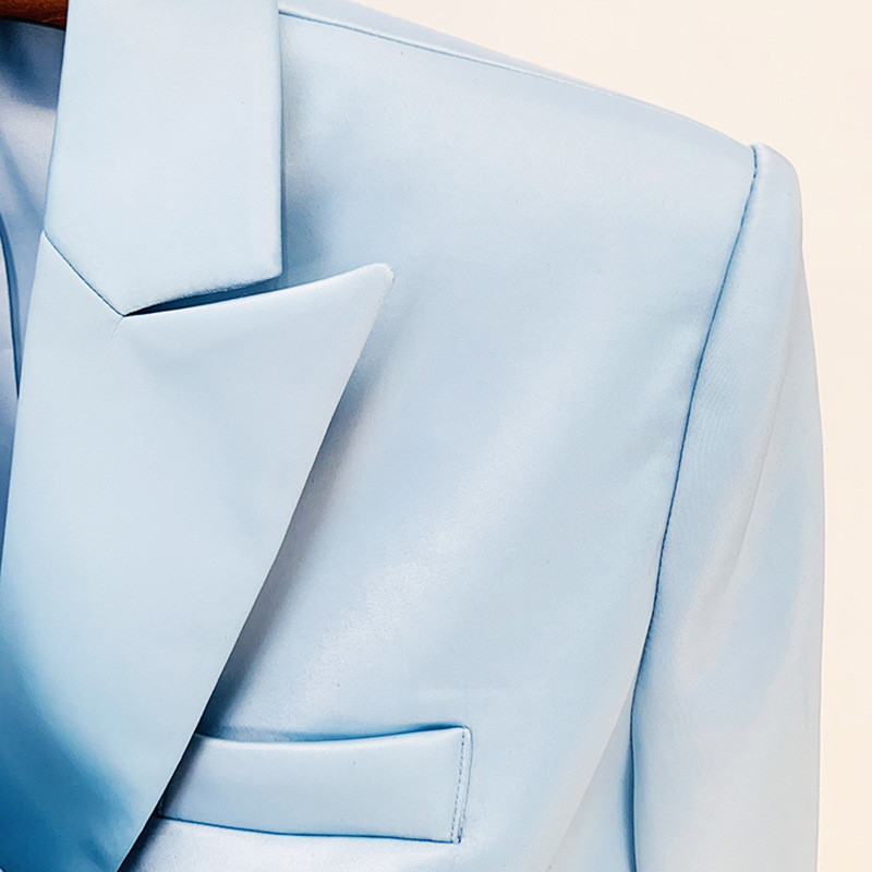 2022-es új szexi kék derékba kötött rövid női blézer magas derekú rövidnadrág szoknya hosszú ujjú öltöny 2 részes szett Elegáns ruhák koreai