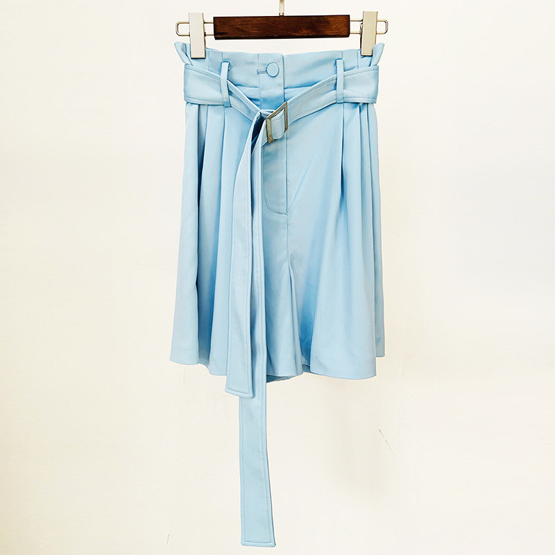 2022-es új szexi kék derékba kötött rövid női blézer magas derekú rövidnadrág szoknya hosszú ujjú öltöny 2 részes szett Elegáns ruhák koreai