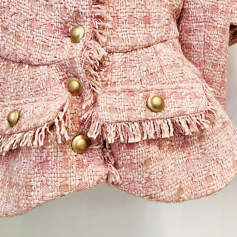 Női rövidnadrág blézer öltöny 2022 új őszi fényes selyem tweed blézer öltöny kétrészes készletek kiváló minőségű, elegáns koreai