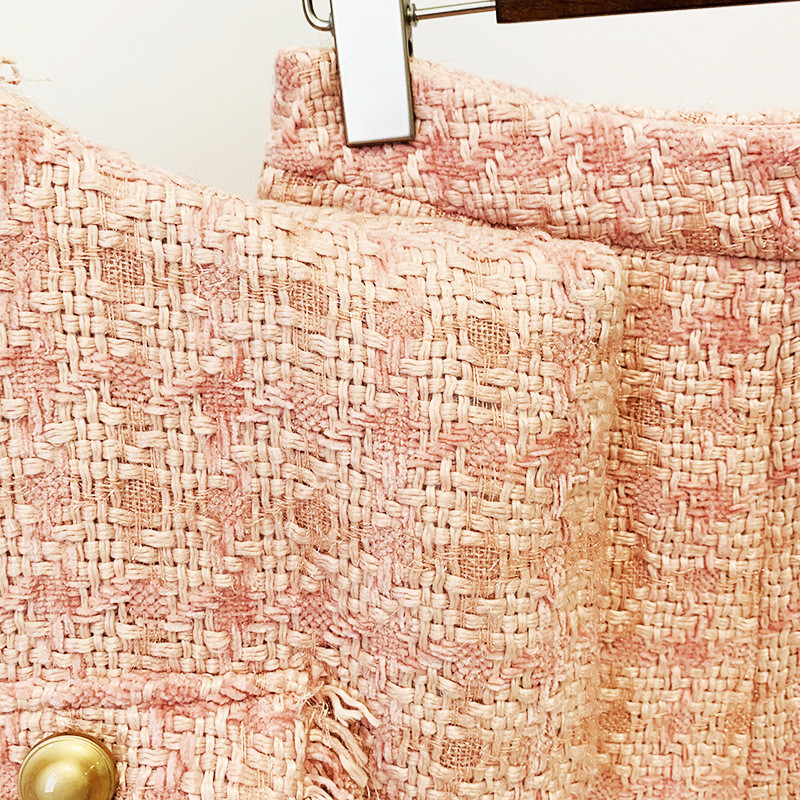 Női rövidnadrág blézer öltöny 2022 új őszi fényes selyem tweed blézer öltöny kétrészes készletek kiváló minőségű, elegáns koreai