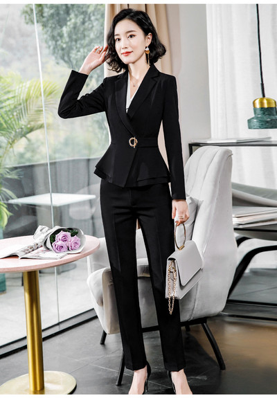 Koreai stílusú irodai öltözék női 2 részes szett női professzionális ruhák női női nadrág szett öltöny női blézer szett