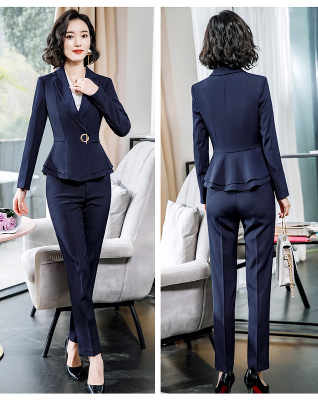 Koreai stílusú irodai öltözék női 2 részes szett női professzionális ruhák női női nadrág szett öltöny női blézer szett