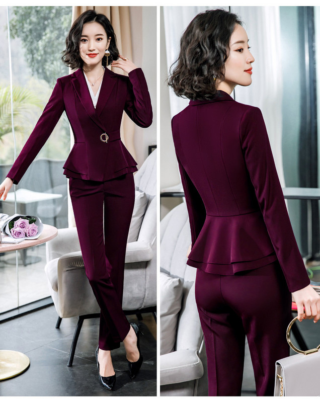 Koreai stílusú irodai öltözék női 2 részes szett női professzionális ruhák női női nadrág szett öltöny női blézer szett
