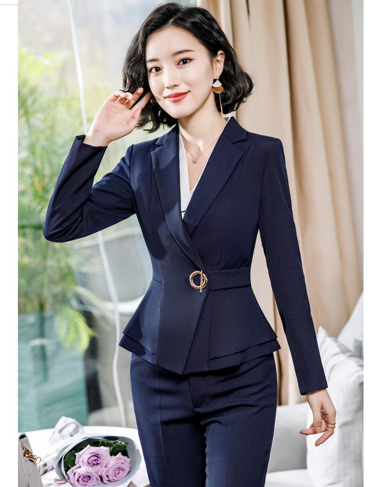Koreai stílusú irodai öltözék női 2 részes szett női professzionális ruhák női női nadrág szett öltöny női blézer szett
