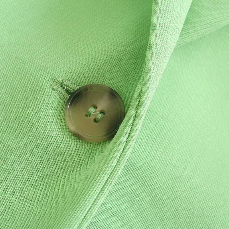 Klacwaya női 2021 blézer kétrészes szett Vintage zöld irodai női egygombos öltöny, divatos, magas derekú, széles szárú nadrágkosztüm