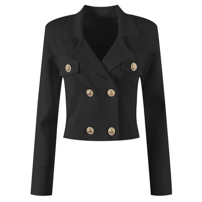 Márkatervező tavaszi női ruhák 2023-as évjárat, elegáns arany oroszlángombos kötött kardigán+mini ruha, kétrészes női készletek