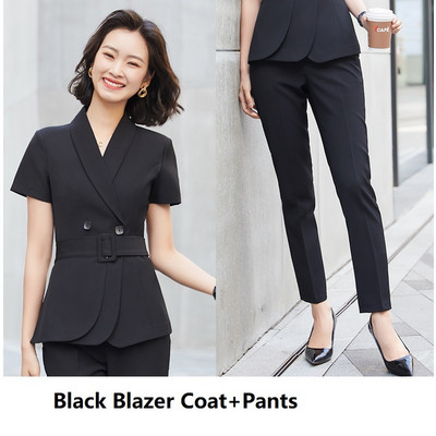 2 részes szett öltöny blézer övvel és nadrággal és szoknyával nőknek Karrierinterjú OL Stílusok Professzionális blézerek Kabát nadrágkosztümök
