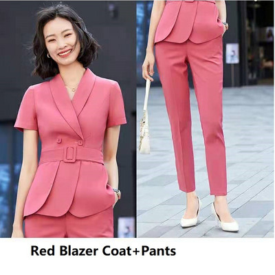 2 részes szett öltöny blézer övvel és nadrággal és szoknyával nőknek Karrierinterjú OL Stílusok Professzionális blézerek Kabát nadrágkosztümök
