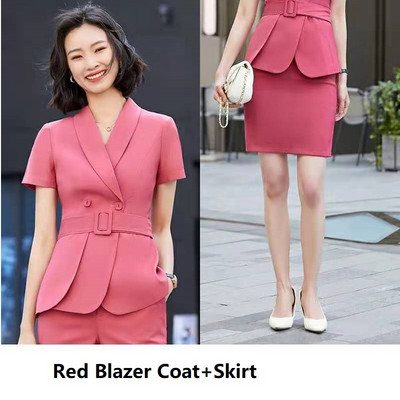 2 részes szett öltöny blézer övvel és nadrággal és szoknyával nőknek Karrierinterjú OL Stílusok Professzionális blézerek Kabát nadrágkosztümök