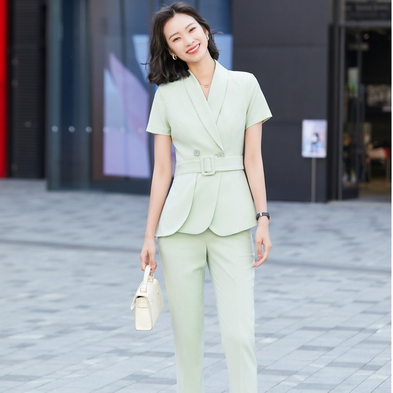 2 részes szett öltöny blézer övvel és nadrággal és szoknyával nőknek Karrierinterjú OL Stílusok Professzionális blézerek Kabát nadrágkosztümök
