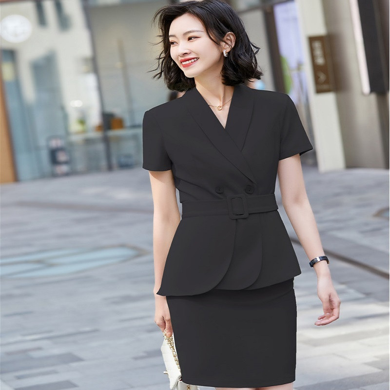 2 részes szett öltöny blézer övvel és nadrággal és szoknyával nőknek Karrierinterjú OL Stílusok Professzionális blézerek Kabát nadrágkosztümök