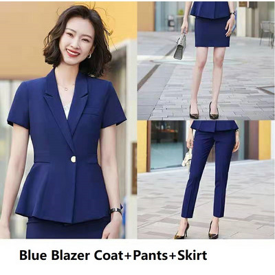2021-es női 2 részes szett öltöny blézer és nadrágok és szoknya nőknek Karrierinterjú OL Styles Professzionális blézerek Kabát nadrágkosztümök